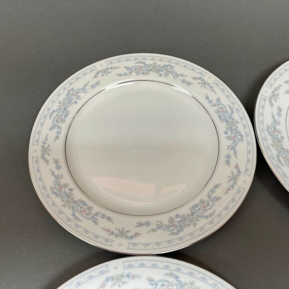 Somerset by NL Excel Bread and Butter Plates Floral Platinum Trim Lot of 4 - Picture 2 of 7
